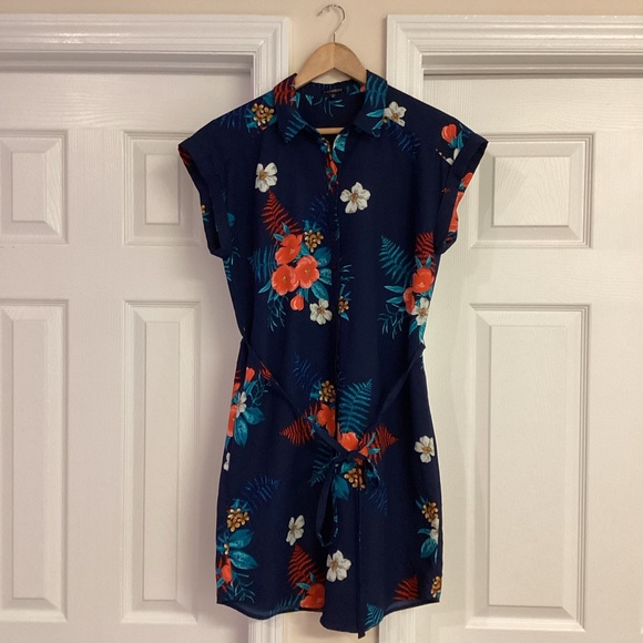 Express Dresses & Skirts - Express Blue Floral Shirt Dress
